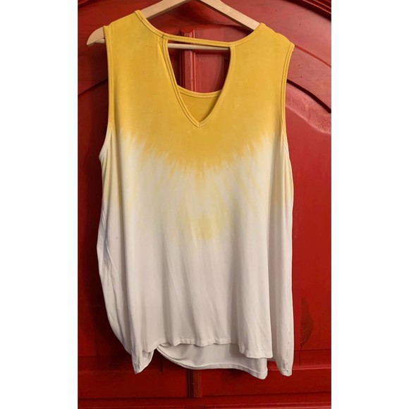 Design 365 Yellow Ombre Tank Top Gathered Front Super Cute EUC Plus Size 18 - Picture 2 of 3